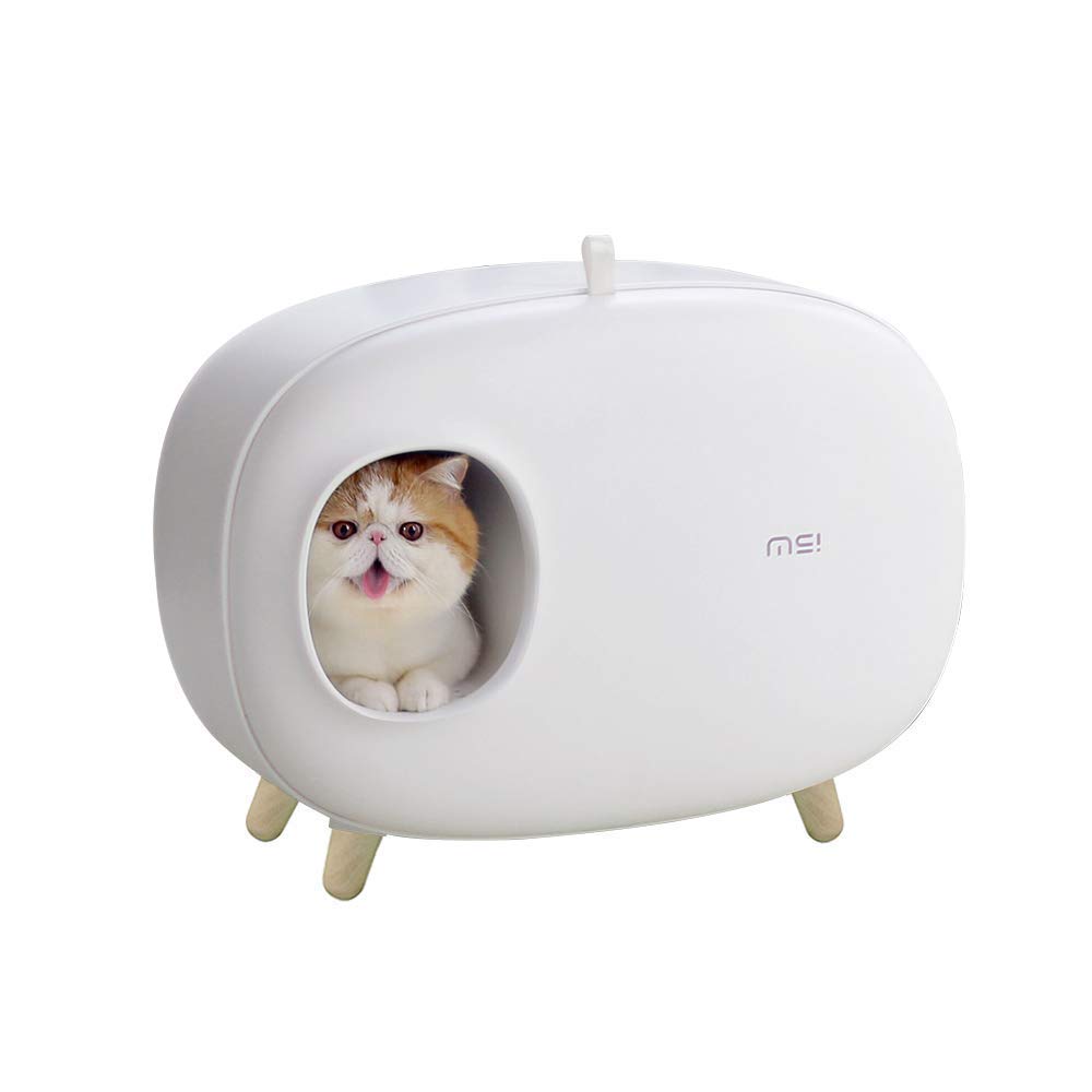 MS Cat Litter Box for Easier Handling of Cat Litter, Enclosed Design, Easy to Clean, Prevent Sand Leakage, Easy Assembly and Large Space, with Cat Litter Scoop