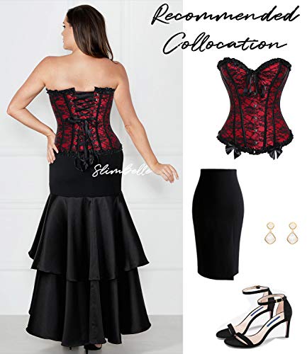 SLIMBELLE-Bustier-Corsetto-Top-in-Pizzo-Floreale-Disossato-Overbust-Gothic-Sexy-Cincher-per-Natale-e-Feste-con-1-Perizoma