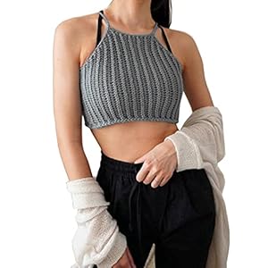 Aooword Vrouwen Slim Fit Breien Spaghetti Strap Crop Top Cami Top
