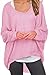UGET Women's Oversized Baggy Tops Off Shoulder Loose Fitting Pullover Casual Blouse T-Shirt Sweater Long Batwing Sleeve Medium Pink