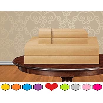 Luxurious Bed Sheets Set on Amazon! Elegant Comfort 1500 Thread Count Hotel Quality Wrinkle and Fade Resistant 5-Piece Bed Sheet Set, Deep Pocket, Hypoallergenic - Split King Camel/Gold