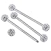XIUFEN 1pc Stainless Steel Clear Czech Crystal Long Industrial Stud Barbell Ear Ring