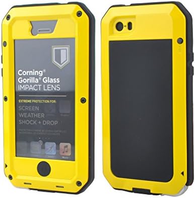 iPhone 5 Case, COMC iPhone 5 Metal case [Science Hybrid Premium Metal] Full-Body Aluminum Structures with Silicone - Extreme Water Resistant Dust/Dirt Shockproof / Dust Proof Military Heavy Screen Protector - Hard Aluminum Dual Layer Protective Case for Apple iPhone 5 / 5S (Yellow)