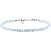 YANARA Bracelet Natural Gemstone Micro Beads Handmade Jewelry For Women Chakra Energy Crystal, Silver Plated Chain 8 inch Crystal Bracelet