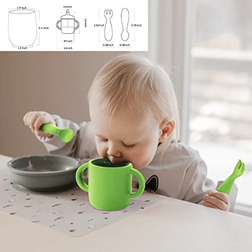 Silicone Toddler Utensils, Sippy Cups Baby Toddler Cup Baby Spoons Fork, Baby Led Weaning