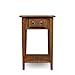 Leick Home Haven Ridge Accent Table, Solid Wood End Table, Square Side Table, Black Hardware, 1 Drawer, Display Shelf, Easy Assembly, Medium Oak, 15 in x 15 in x 24 in, 9041-MED