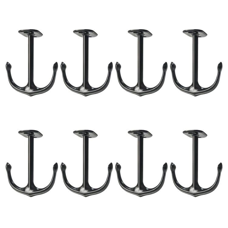 DEEKOUDT Anchor Two Prong Ceiling Hook for Closet Top Bathroom Kitchen Cabinet Garage Pack of 8 (Anchor Black)