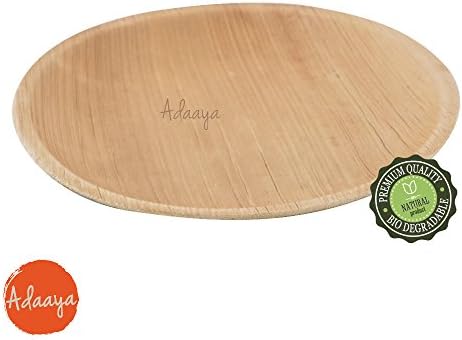 Disposable Plates made of Palm Leaf: Heavy Duty &amp; Eco - Better than wood &amp; Bamboo- Round Shape (6.75'' Round Plates - 25 Pcs, Peach to tan)