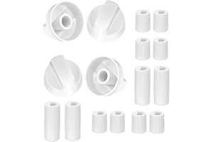 4-Pack Universal Control Knobs Replacement with 12 Adapters (White) – Fits Most Ovens, Stoves, and Ranges