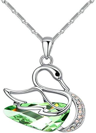 Babao Jewelry Swan 18K Platinum Plated Swarovski Elements Cubic Zirconia Crystal Pendant Necklace Green
