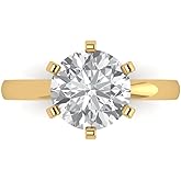 Clara Pucci 14K Solid Gold Engagement Ring for Women | 3 cttw Moissanite