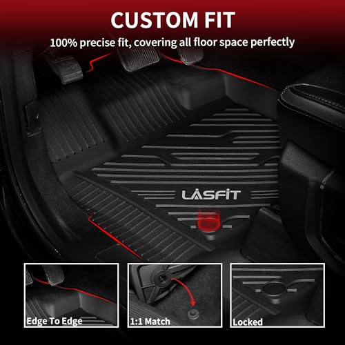LASFIT 3D Floor Mats for Ford F-150 2015-2025 2026 | F150 Lightning 2022-2026 SuperCrew (Without Fold Flat Storage), Premium TPE All Weather Truck Liners for F150 Accessories, Non-Silp Heavy-Duty Mats