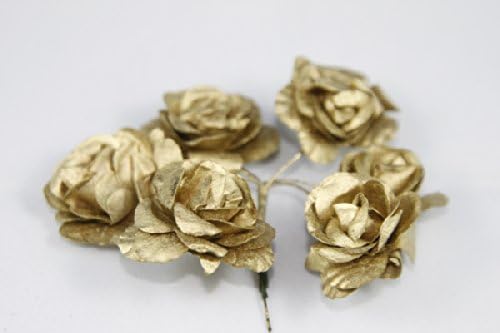 Mini Rose Bulk Paper Flowers 0.5" Gold (144 Stems)