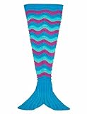 FEESHOW Mermaid Tail Blanket Handcrafted Crochet Knitting All Seasons Soft Sleeping Bag Rug for Adult,Children,Teens Blue Purple (Children Kids) 40