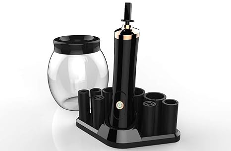 Lzhy Makeup Bürsten Reiniger & Dryer, Elektrischer Cleanser mit 8 Gummischwanz, Geschenk für Wife/Girlfriend/Tochter,Black