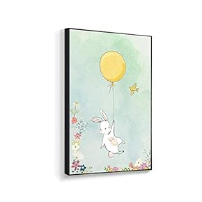Framed Canvas Wall Art for Living Room, Bedroom Cartoon Bunny Canvas Prints for Home Decoration Ready to Hanging - 16x24 inches
