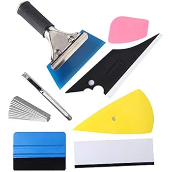 GISSVOGEEK Car Window Film Tinting Tools, Auto Vinyl Wrap Installation Kit, Precut/Auto Window Tint Kit, 8 in 1 Kit with Felt Squeegee&Felts, Window Tint Squeegee, Vinyl Squeegee, Utility Knife&Blades