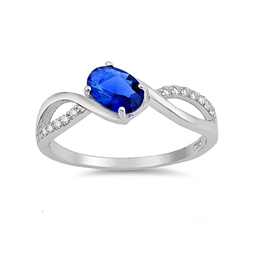 Oval Engagement Ring Round Cubic Zirconia 925 Sterling Silver Choose Color.