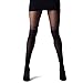 Polytree Women's Mock Double Stripe Sheer Pantyhose Black