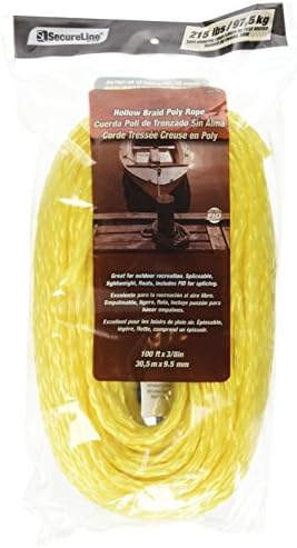 Lehigh Group DF8100HD Hollow Braid Polypropylene Floating Rope, 3/8" x 100'