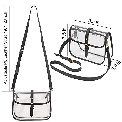 Y&R Direct Clear Purse Clear Bags for Women Stadium Approved Large PVC Gifts (Black-01)