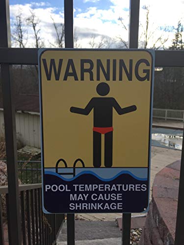 Toothsome Studios Pool Shrinkage 12"x8" Tin Funny Pool Sign Shower Sign Home Novelty Decor - Thumbnail 2