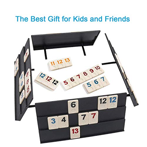 106 Tiles Travel Rummy Game - Tocebe Rummy Tiles Game with Aluminum Case & 4 Anti-Skid Durable Trays for Kids - Thumbnail 5