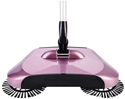 New Stainless Steel Sweeping Machine Push Type Hand Push Magic Broom Dustpan Handle Household Cleaning Package Hand Push Sweeper (Rose gold)