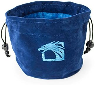 Blue Dice Bag - Perfect Gift For Gamers | 3 Interior Pockets | Large, Double Lined,, Freestanding Dice Bag with Embroidered Dragon - Holds Over 100 Dice
