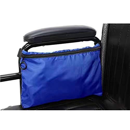 Wheelchair Bag - Accessory Storage Bag for Back/Side of Chair or Armrest Carrying Loose Items & Accessories - Fits Most Scooters Walkers Rollators - Manual Powered or Electric Wheelchairs (Blue)