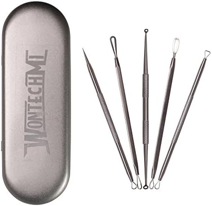 WONTECHMI Blackhead Remover Tool Kit 5Pcs Spot Remover Tool- Acne Pimple Comedone Extractor - Pimple Popper for Facial Care Skin Protect with Silver Metal Case