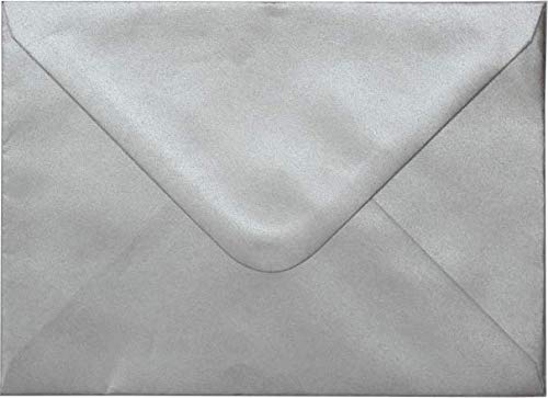 1000 FSC Pearl Silver Envelopes 155x155mm Square gummed Diamond Flap Made in UK for Greeting Cards Office Home use