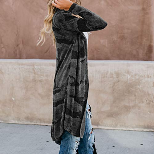 TIFENNY Women's Going Out Cardigans Ladies Lightweight Long Cardigan Camouflage Outwear Long Sleeve Coats Tops - Thumbnail 4