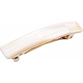 French Amie Small 2 1/4 inch Celluloid Handmade Hair Barrette No Slip Grip Durable Styling Women Hair Accessories Hair Clip for Girls, Made in France(Ivory)