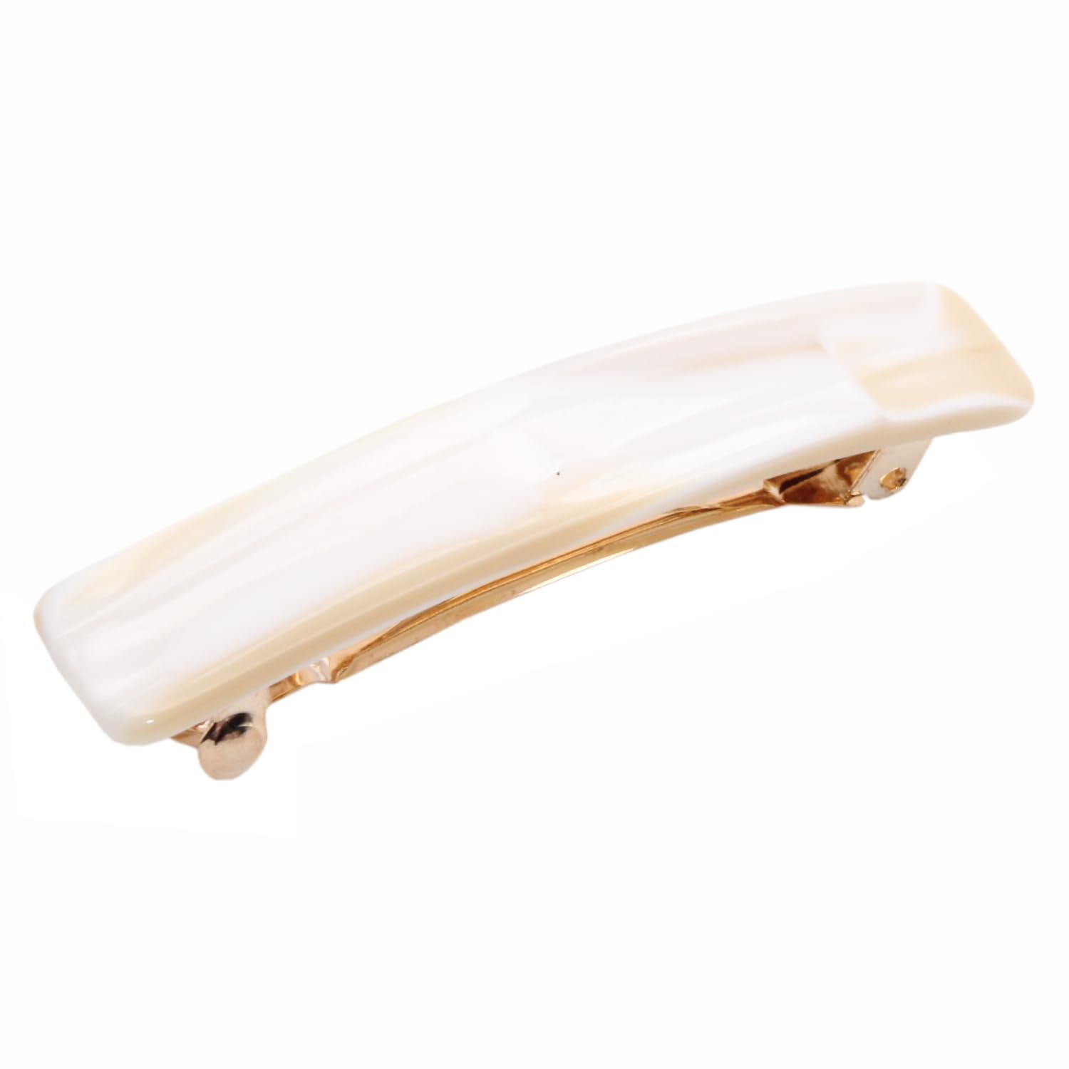 Photo 1 of French Amie Small 2 1/4 inch Celluloid Handmade Hair Barrette No Slip Grip Durable Styling Women Hair Accessories Hair Clip for Girls, Made in France(Ivory)