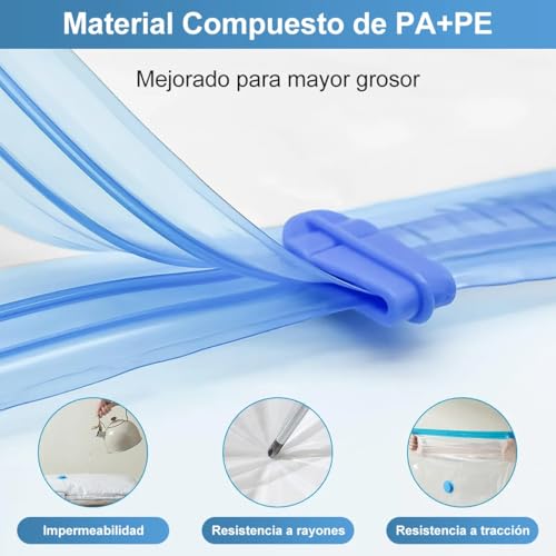 16 Piezas Bolsas de Almacenamiento de Vacío con Bomba Eléctrica y Manual, 80% de Bolsas de Compresión para Ahorrar Espacio, Compresión rápida en 30s, Bolsas al Vacío para Ropa, Edredones y Viaje