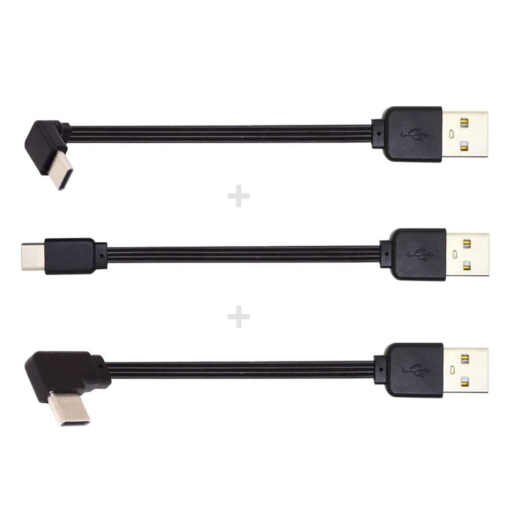 NFHK 3pcs/lot 13cm USB 2.0 Type-A Male to USB-C Type-C Male Angled Data Flat Slim FPC Cable for FPV & Disk & Phone