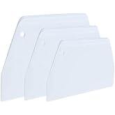 Luckycivia 3-Piece Trapezoidal Plastic Scraper - Multi-Function Kitchen Tool for Pizza Dough, Pastry, Cake (White)