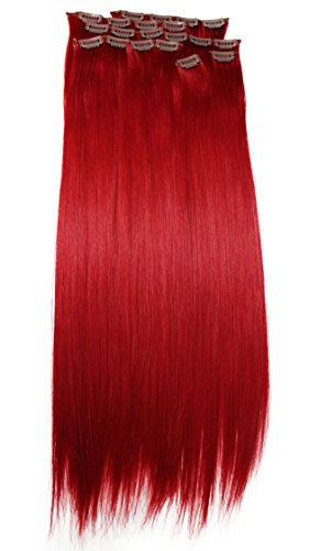 PRETTYSHOP XXL Full Head Set 7 pcs 24" Clip In Hair Extensions Hairpiece Smooth Straight Heat-Resisting Red # 3100 CE13
