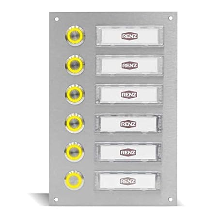 Edelstahl Türklingel für 6 Familien mit LED Beleuchtung in Gelb (145 x 210 mm), Haustürklingel mit austauschbaren Namensschil