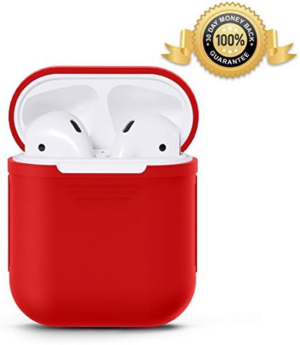 Airpods Case, GDEER Silicone Rubber Soft Airpods Case Shockproof Airpods Accessories Protective Cover for Apple Airpods Red