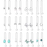12 Pairs Threader Earrings Set Lightweight Wave Threader Dangle Drop Earrings Long Chain Earrings for Women