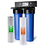 iSpring WGB22B 2-Stage 4.5" x 20" Whole House Water Filtration System Big Blue with Fine Sediment and Carbon Block Filters - Reduces up to 99% Chlorine