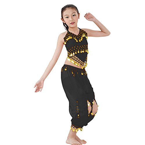 Hip Shakers Kids Professional Belly Dance Genie Costume with Gold Coins