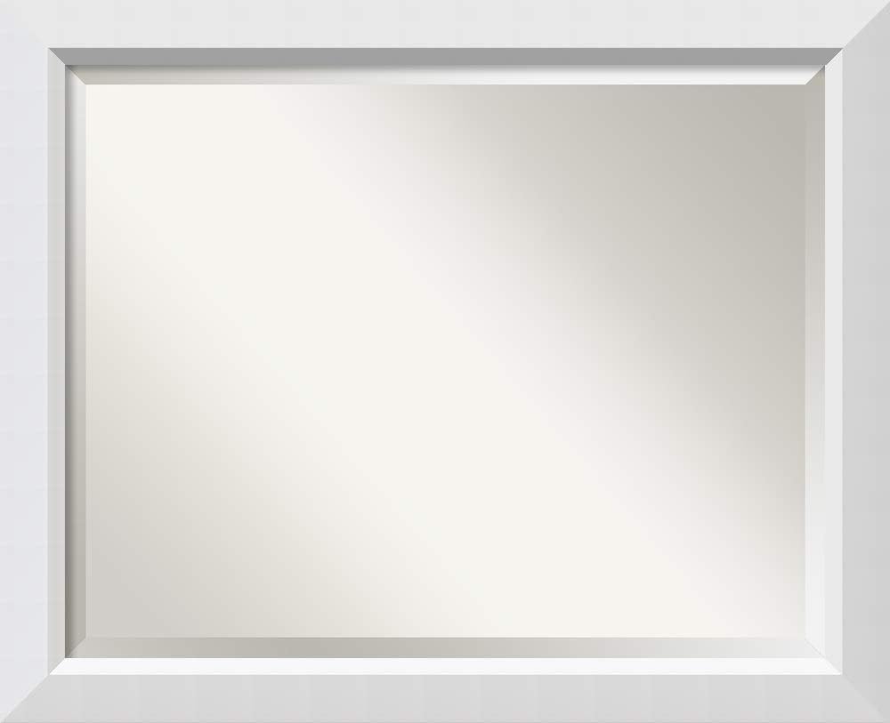 Amanti Art Framed Vanity Mirror | Bathroom Mirrors for Wall | Blanco White Mirror Frame | Solid Wood Mirror | Medium Mirror | 26.00 x 32.00 in.