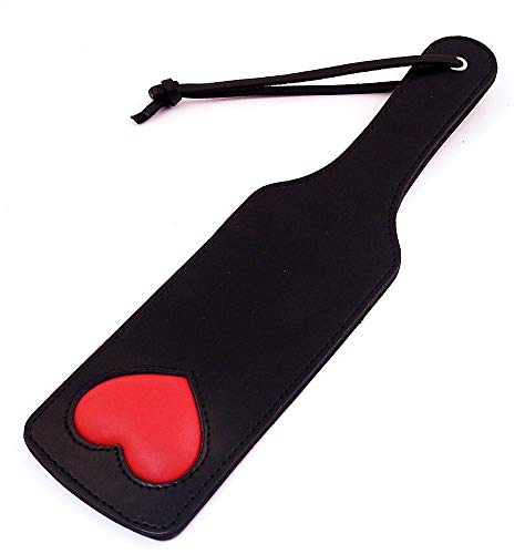 Rouge Garments Leather Paddle with Red Heart, black