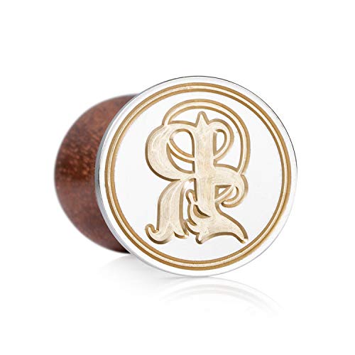 Mceal Vintage Wax Seal Stamp Kit, Silver Seal with Rosewood Handle, Gothic Letter R