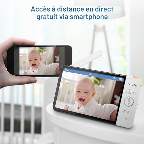 RM7764HD 1080p WiFi Remote Access Baby Monitor, 360° Pan&Tilt, 7" 720p HD Display, HD Night Vision, Soothing Sounds, 2-Way Talk, Temperature Sensor, Motion Detection, iOS & Android