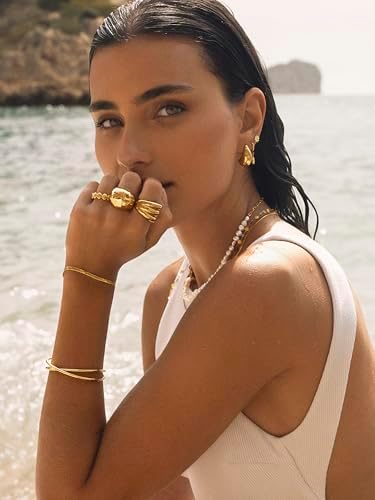 - Bracciale Lisse S. Acciaio con Finitura Placcata Oro 18 Kt. Catena Piatta. Taglia Unica 16 cm con Estensione 3 cm. Gioielli per Donna