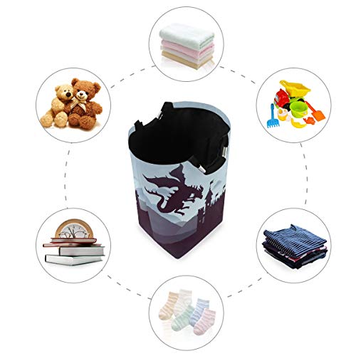 senya Fly Dragon Large Laundry Basket Shopping Bag, Collapsible Fabric Laundry Hamper, Foldable Clothes Bag, Folding Washing Bin (c) - Thumbnail 4